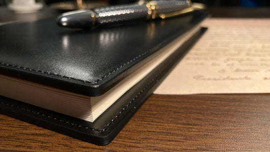 [Handcrafted Italian Leather] A5 Journal & Notebook Cover with Luxury Gift Box - Classic Black