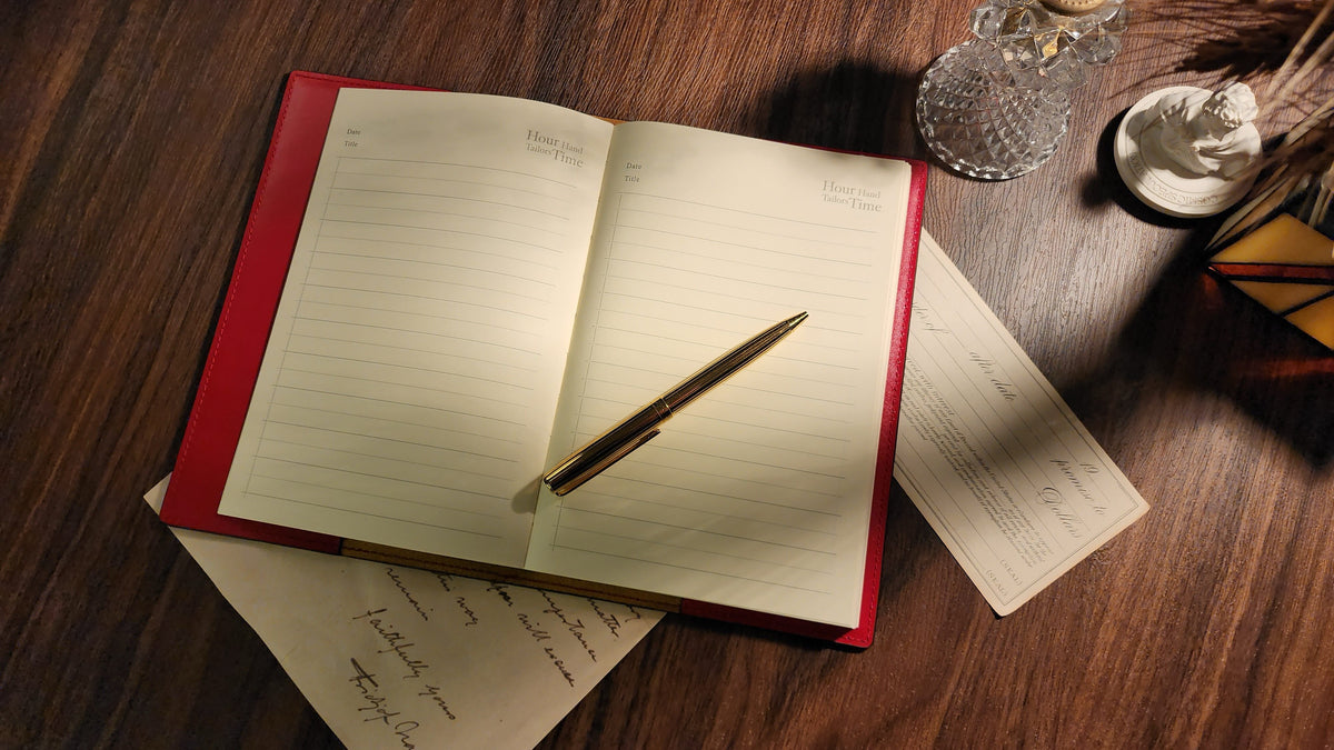 [Handcrafted Italian Leather] A5 Journal & Notebook Cover with Luxury Gift Box - Berry Red