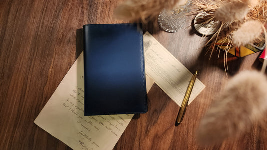 [Handcrafted Italian Leather] A5 Journal & Notebook Cover with Luxury Gift Box - Deep Sea Navy