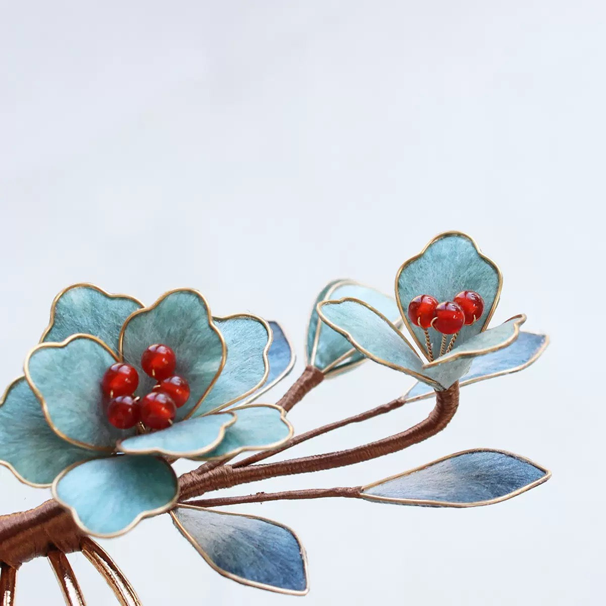 Handcrafted Pure Silk Flower Hair Comb | Japanese Traditional Craft Genuine Garnet Kimono Essential (Approx. 8.5x6cm)